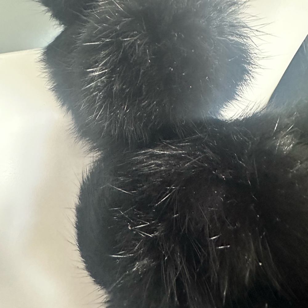 Genuine Rabbit Fur Angora Elegant Black Infinity Neck Scarf - Picture 4 of 5